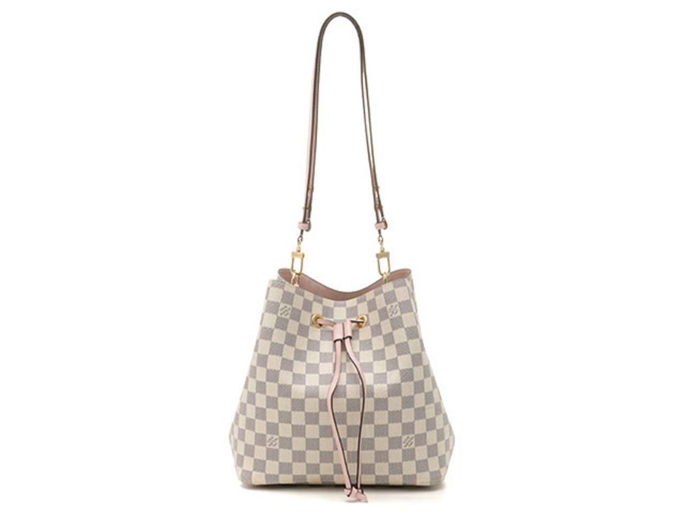 LOUIS VUITTON Neo Noe Damier Azur White Eau de Rose Pink Shoulder Bag